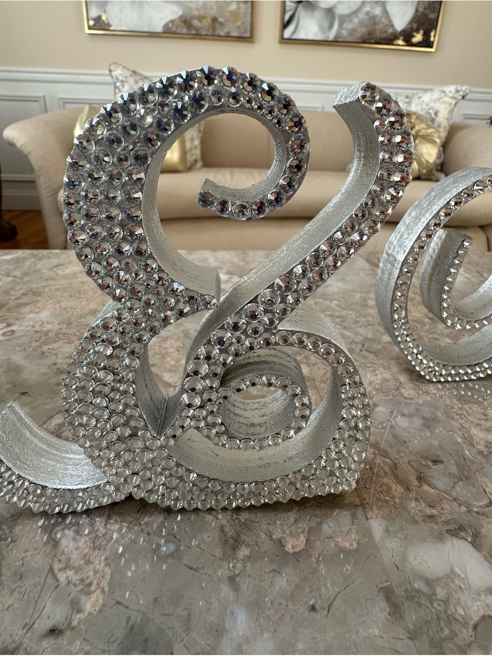 Mr & Mrs Rhinestone Script Wedding Sign - Silver - Picture 5 of 11